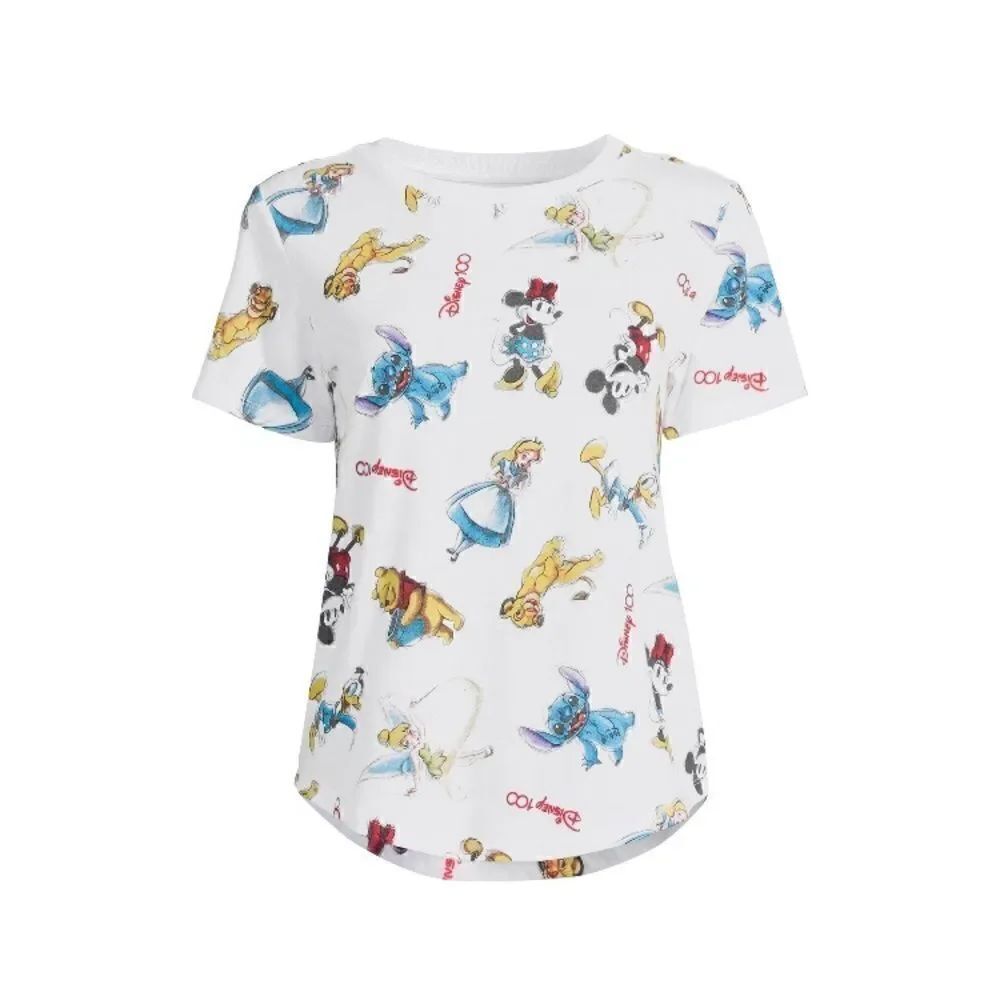 Disney 100 Print Tee T-Shirt with Short Sleeves, Size S